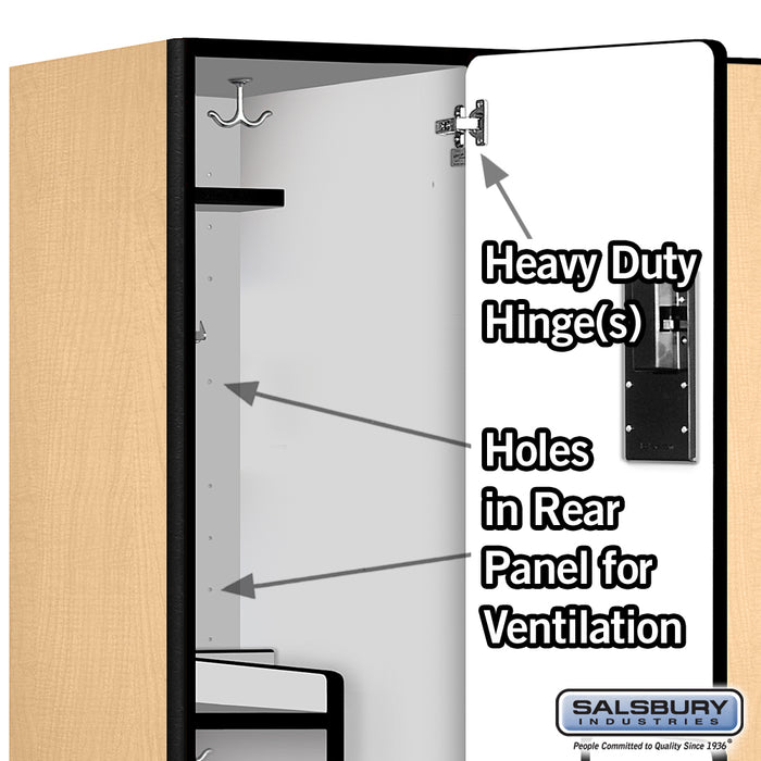 Salsbury 18" Wide Double Tier 'S' Style Designer Wood Locker - 3 Wide - 6 Feet High - 21 Inches Deep - Maple - Hasps - Sweatfully