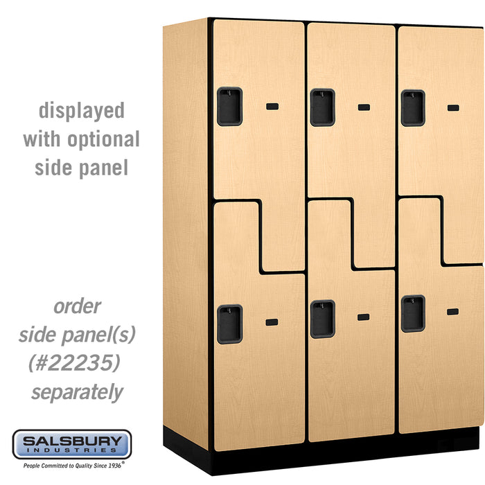 Salsbury 18" Wide Double Tier 'S' Style Designer Wood Locker - 3 Wide - 6 Feet High - 21 Inches Deep - Maple - Hasps - Sweatfully
