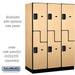 Salsbury 18" Wide Double Tier 'S' Style Designer Wood Locker - 3 Wide - 6 Feet High - 21 Inches Deep - Maple - Hasps - Sweatfully