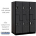 Salsbury 18" Wide Double Tier 'S' Style Designer Wood Locker - 3 Wide - 6 Feet High - 24 Inches Deep - Black - Silver Electronic Locks - Sweatfully
