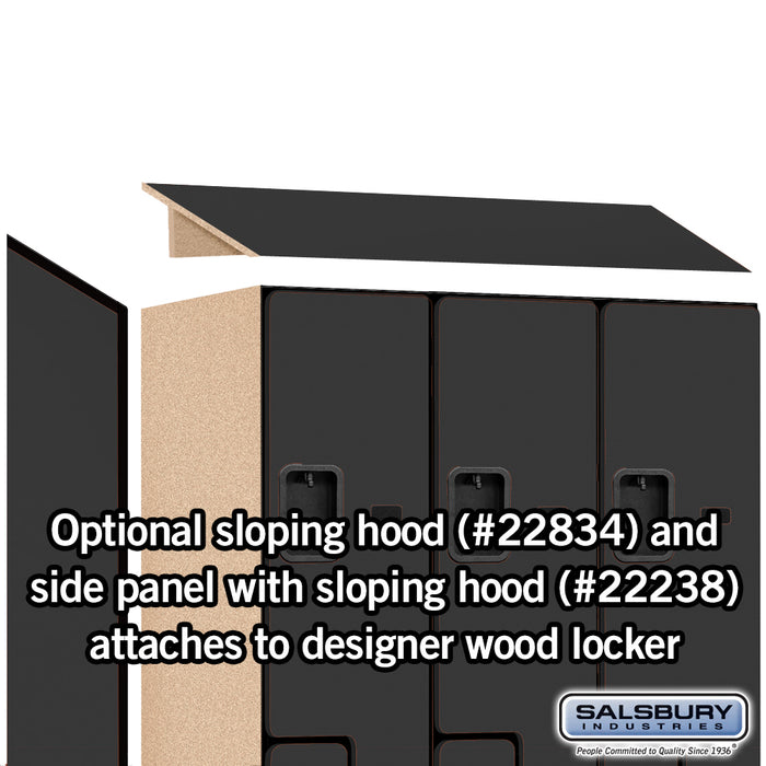 Salsbury 18" Wide Double Tier 'S' Style Designer Wood Locker - 3 Wide - 6 Feet High - 24 Inches Deep - Black - Hasps - Sweatfully