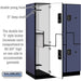 Salsbury 18" Wide Double Tier 'S' Style Designer Wood Locker - 3 Wide - 6 Feet High - 24 Inches Deep - Blue - Black Electronic Locks - Sweatfully