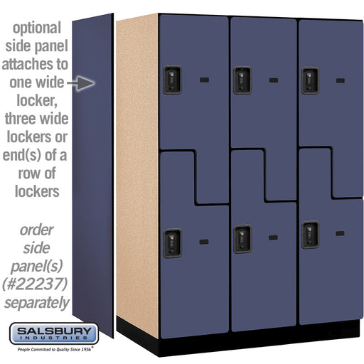 Salsbury 18" Wide Double Tier 'S' Style Designer Wood Locker - 3 Wide - 6 Feet High - 24 Inches Deep - Blue - Black Resettable Combination Locks - Sweatfully