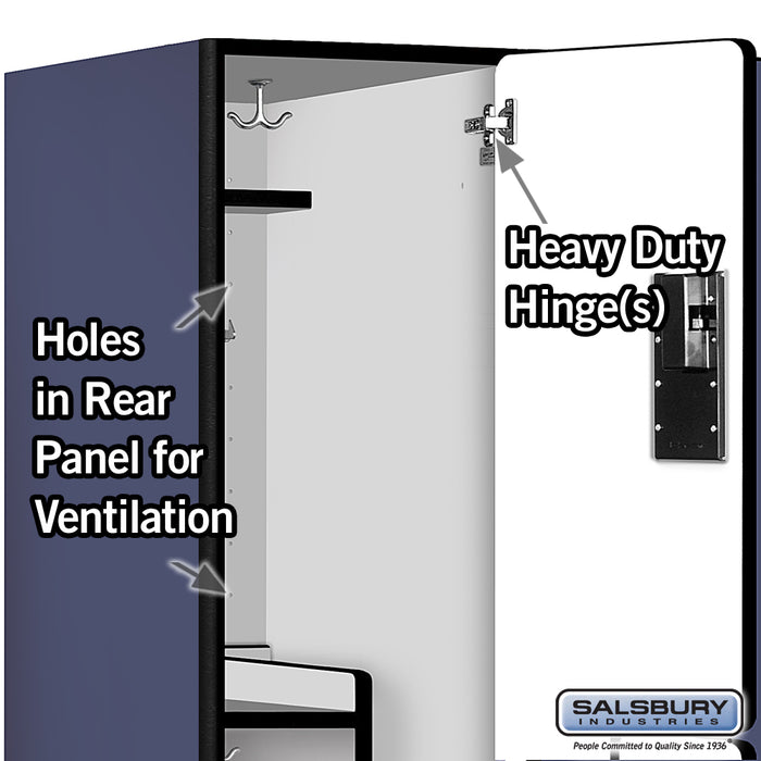 Salsbury 18" Wide Double Tier 'S' Style Designer Wood Locker - 3 Wide - 6 Feet High - 24 Inches Deep - Blue - Hasps - Sweatfully