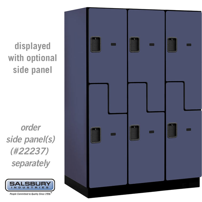 Salsbury 18" Wide Double Tier 'S' Style Designer Wood Locker - 3 Wide - 6 Feet High - 24 Inches Deep - Blue - Hasps - Sweatfully