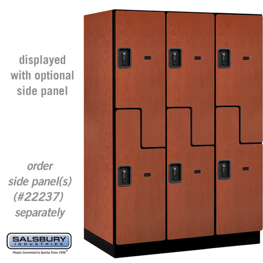 Salsbury 18" Wide Double Tier 'S' Style Designer Wood Locker - 3 Wide - 6 Feet High - 24 Inches Deep - Cherry - Black Resettable Combination Locks - Sweatfully