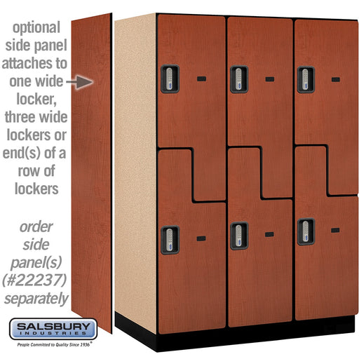 Salsbury 18" Wide Double Tier 'S' Style Designer Wood Locker - 3 Wide - 6 Feet High - 24 Inches Deep - Cherry - Silver Electronic Locks - Sweatfully