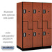 Salsbury 18" Wide Double Tier 'S' Style Designer Wood Locker - 3 Wide - 6 Feet High - 24 Inches Deep - Cherry - Silver Electronic Locks - Sweatfully