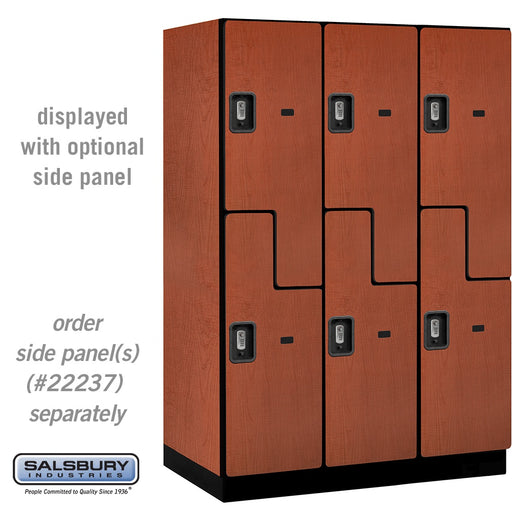 Salsbury 18" Wide Double Tier 'S' Style Designer Wood Locker - 3 Wide - 6 Feet High - 24 Inches Deep - Cherry - Silver Resettable Combination Locks - Sweatfully