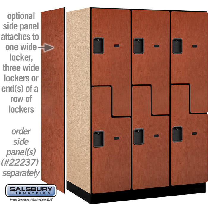 Salsbury 18" Wide Double Tier 'S' Style Designer Wood Locker - 3 Wide - 6 Feet High - 24 Inches Deep - Cherry - Hasps - Sweatfully
