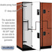 Salsbury 18" Wide Double Tier 'S' Style Designer Wood Locker - 3 Wide - 6 Feet High - 24 Inches Deep - Cherry - Hasps - Sweatfully