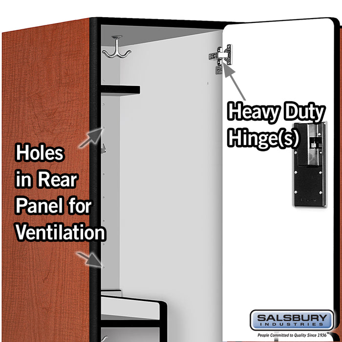 Salsbury 18" Wide Double Tier 'S' Style Designer Wood Locker - 3 Wide - 6 Feet High - 24 Inches Deep - Cherry - Hasps - Sweatfully