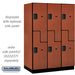 Salsbury 18" Wide Double Tier 'S' Style Designer Wood Locker - 3 Wide - 6 Feet High - 24 Inches Deep - Cherry - Hasps - Sweatfully