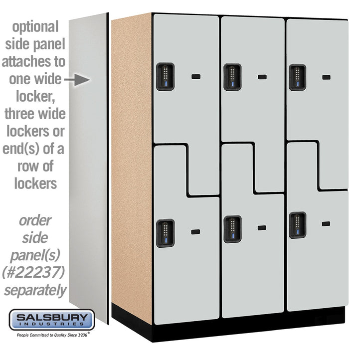 Salsbury 18" Wide Double Tier 'S' Style Designer Wood Locker - 3 Wide - 6 Feet High - 24 Inches Deep - Gray - Black Electronic Locks - Sweatfully