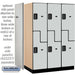 Salsbury 18" Wide Double Tier 'S' Style Designer Wood Locker - 3 Wide - 6 Feet High - 24 Inches Deep - Gray - Black Electronic Locks - Sweatfully