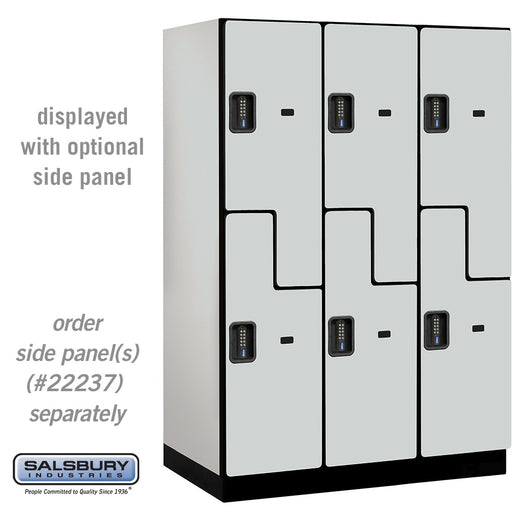 Salsbury 18" Wide Double Tier 'S' Style Designer Wood Locker - 3 Wide - 6 Feet High - 24 Inches Deep - Gray - Black Electronic Locks - Sweatfully