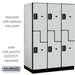 Salsbury 18" Wide Double Tier 'S' Style Designer Wood Locker - 3 Wide - 6 Feet High - 24 Inches Deep - Gray - Black Electronic Locks - Sweatfully