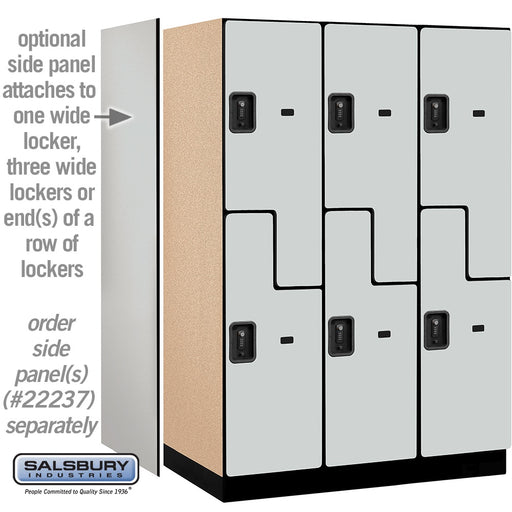 Salsbury 18" Wide Double Tier 'S' Style Designer Wood Locker - 3 Wide - 6 Feet High - 24 Inches Deep - Gray - Black Resettable Combination Locks - Sweatfully