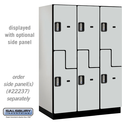 Salsbury 18" Wide Double Tier 'S' Style Designer Wood Locker - 3 Wide - 6 Feet High - 24 Inches Deep - Gray - Silver Electronic Locks - Sweatfully