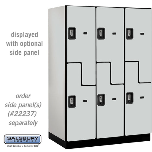 Salsbury 18" Wide Double Tier 'S' Style Designer Wood Locker - 3 Wide - 6 Feet High - 24 Inches Deep - Gray - Silver Resettable Combination Locks - Sweatfully
