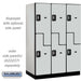 Salsbury 18" Wide Double Tier 'S' Style Designer Wood Locker - 3 Wide - 6 Feet High - 24 Inches Deep - Gray - Silver Resettable Combination Locks - Sweatfully