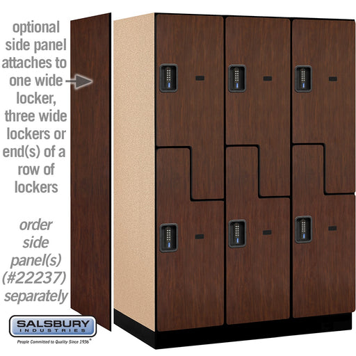 Salsbury 18" Wide Double Tier 'S' Style Designer Wood Locker - 3 Wide - 6 Feet High - 24 Inches Deep - Mahogany - Black Electronic Locks - Sweatfully