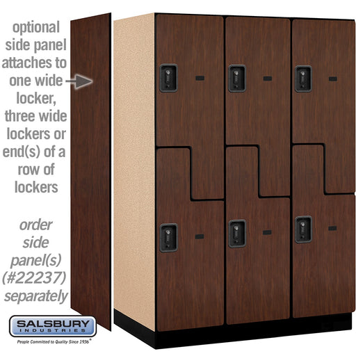 Salsbury 18" Wide Double Tier 'S' Style Designer Wood Locker - 3 Wide - 6 Feet High - 24 Inches Deep - Mahogany - Black Resettable Combination Locks - Sweatfully