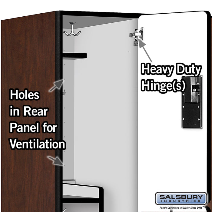 Salsbury 18" Wide Double Tier 'S' Style Designer Wood Locker - 3 Wide - 6 Feet High - 24 Inches Deep - Mahogany - Hasps - Sweatfully