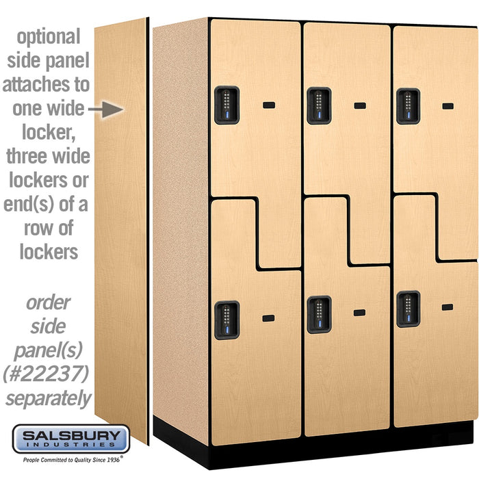 Salsbury 18" Wide Double Tier 'S' Style Designer Wood Locker - 3 Wide - 6 Feet High - 24 Inches Deep - Maple - Black Electronic Locks - Sweatfully