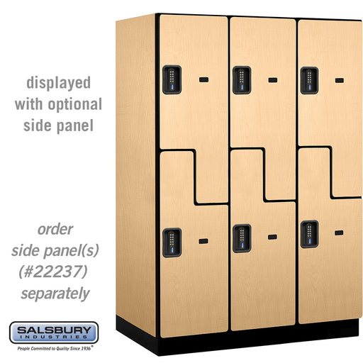 Salsbury 18" Wide Double Tier 'S' Style Designer Wood Locker - 3 Wide - 6 Feet High - 24 Inches Deep - Maple - Black Electronic Locks - Sweatfully