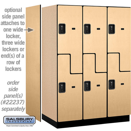 Salsbury 18" Wide Double Tier 'S' Style Designer Wood Locker - 3 Wide - 6 Feet High - 24 Inches Deep - Maple - Black Resettable Combination Locks - Sweatfully