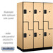 Salsbury 18" Wide Double Tier 'S' Style Designer Wood Locker - 3 Wide - 6 Feet High - 24 Inches Deep - Maple - Black Resettable Combination Locks - Sweatfully