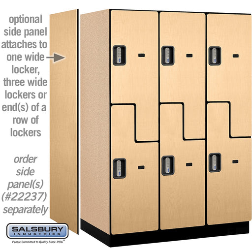 Salsbury 18" Wide Double Tier 'S' Style Designer Wood Locker - 3 Wide - 6 Feet High - 24 Inches Deep - Maple - Silver Electronic Locks - Sweatfully