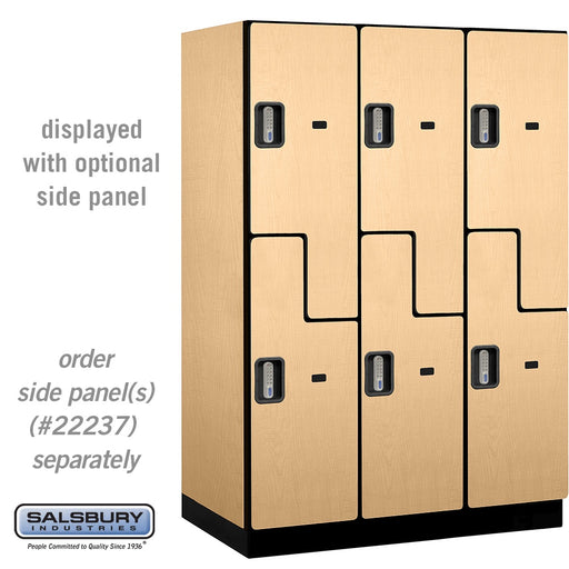 Salsbury 18" Wide Double Tier 'S' Style Designer Wood Locker - 3 Wide - 6 Feet High - 24 Inches Deep - Maple - Silver Electronic Locks - Sweatfully