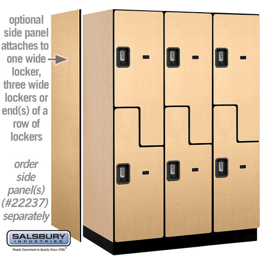 Salsbury 18" Wide Double Tier 'S' Style Designer Wood Locker - 3 Wide - 6 Feet High - 24 Inches Deep - Maple - Silver Resettable Combination Locks - Sweatfully