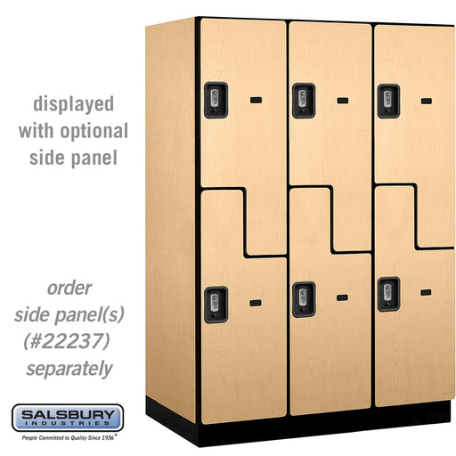 Salsbury 18" Wide Double Tier 'S' Style Designer Wood Locker - 3 Wide - 6 Feet High - 24 Inches Deep - Maple - Silver Resettable Combination Locks - Sweatfully