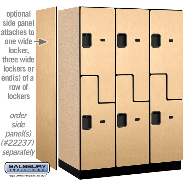 Salsbury 18" Wide Double Tier 'S' Style Designer Wood Locker - 3 Wide - 6 Feet High - 24 Inches Deep - Maple - Hasps - Sweatfully