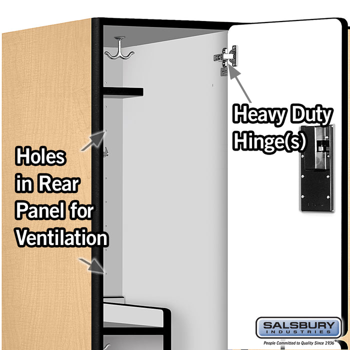 Salsbury 18" Wide Double Tier 'S' Style Designer Wood Locker - 3 Wide - 6 Feet High - 24 Inches Deep - Maple - Hasps - Sweatfully