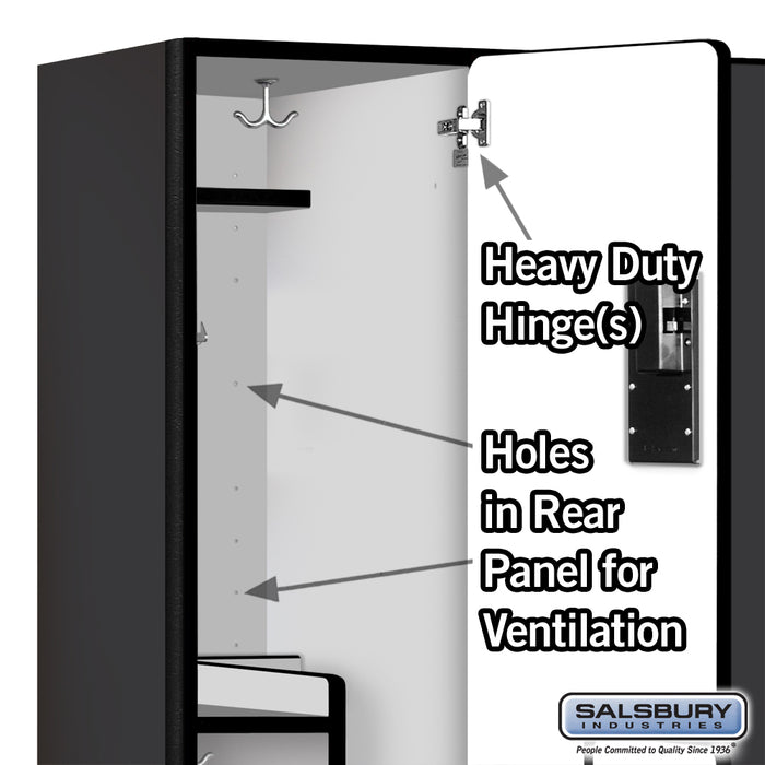 Salsbury 18" Wide Double Tier 'S' Style Designer Wood Locker - 3 Wide - 6 Feet High - 18 Inches Deep - Black - Hasps - Sweatfully