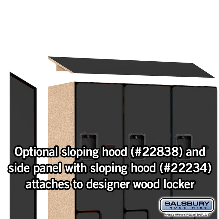 Salsbury 18" Wide Double Tier 'S' Style Designer Wood Locker - 3 Wide - 6 Feet High - 18 Inches Deep - Black - Hasps - Sweatfully