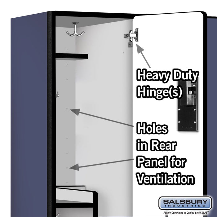 Salsbury 18" Wide Double Tier 'S' Style Designer Wood Locker - 3 Wide - 6 Feet High - 18 Inches Deep - Blue - Hasps - Sweatfully