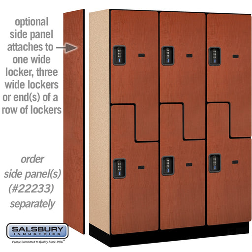 Salsbury 18" Wide Double Tier 'S' Style Designer Wood Locker - 3 Wide - 6 Feet High - 18 Inches Deep - Cherry - Black Electronic Locks - Sweatfully