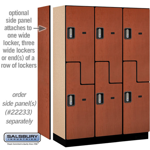 Salsbury 18" Wide Double Tier 'S' Style Designer Wood Locker - 3 Wide - 6 Feet High - 18 Inches Deep - Cherry - Silver Electronic Locks - Sweatfully