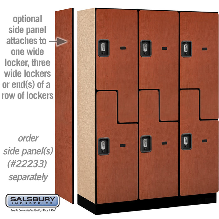 Salsbury 18" Wide Double Tier 'S' Style Designer Wood Locker - 3 Wide - 6 Feet High - 18 Inches Deep - Cherry - Silver Resettable Combination Locks - Sweatfully