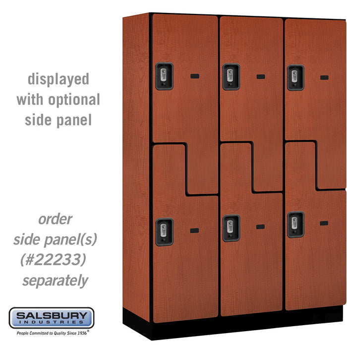 Salsbury 18" Wide Double Tier 'S' Style Designer Wood Locker - 3 Wide - 6 Feet High - 18 Inches Deep - Cherry - Silver Resettable Combination Locks - Sweatfully