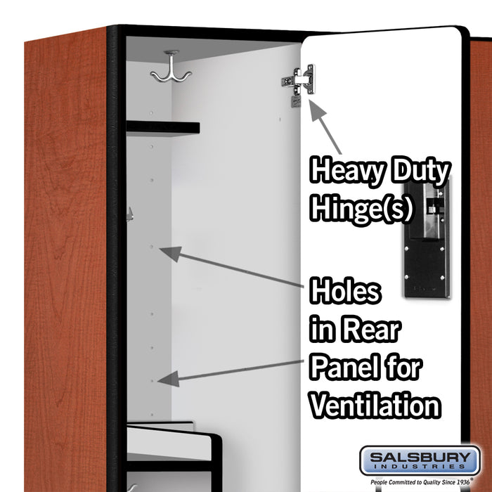Salsbury 18" Wide Double Tier 'S' Style Designer Wood Locker - 3 Wide - 6 Feet High - 18 Inches Deep - Cherry - Hasps - Sweatfully
