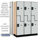 Salsbury 18" Wide Double Tier 'S' Style Designer Wood Locker - 3 Wide - 6 Feet High - 18 Inches Deep - Gray - Black Electronic Locks - Sweatfully