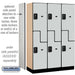 Salsbury 18" Wide Double Tier 'S' Style Designer Wood Locker - 3 Wide - 6 Feet High - 18 Inches Deep - Gray - Black Resettable Combination Locks - Sweatfully