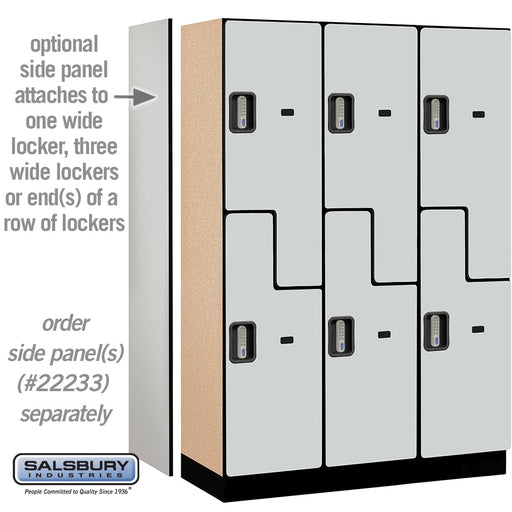 Salsbury 18" Wide Double Tier 'S' Style Designer Wood Locker - 3 Wide - 6 Feet High - 18 Inches Deep - Gray - Silver Electronic Locks - Sweatfully