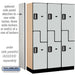 Salsbury 18" Wide Double Tier 'S' Style Designer Wood Locker - 3 Wide - 6 Feet High - 18 Inches Deep - Gray - Silver Electronic Locks - Sweatfully